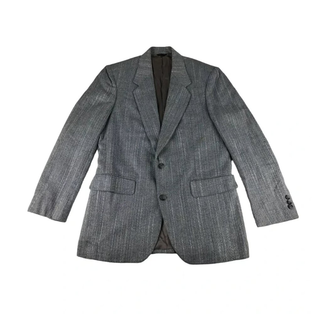 Jordache Mens Gray Blue Single Breasted Notch Collared Blazer Jacket Size 40R